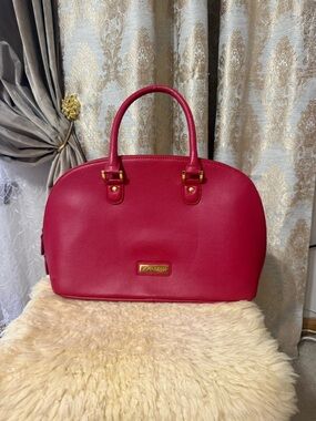 Joy & Iman Red Pebble Leather  X-Large 14”Satchel Handbag, Gorgeous, EUC